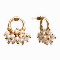 Серьги жемчуг &laquo;Виноград&raquo;, белые в золоте