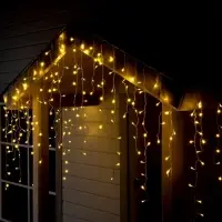 Гирлянда &laquo;Бахрома&raquo; 3&times;0.9 м, IP44, УМС, прозрачная нить, 232 LED, свечение тёплое белое, 220 В