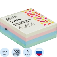 Стикеры Attache Simple куб 76х76, пастель 4 цвета 400 л