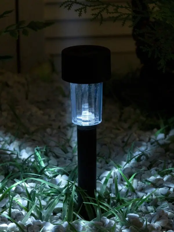 Садовый светильник &laquo;Цилиндр&raquo;, уличный, на солнечной батарее, 4.5&times;30&times;4.5 см, 1 LED, свечение белое