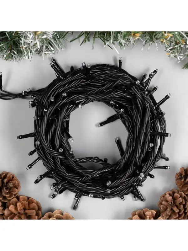 Гирлянда &laquo;Нить&raquo; 10 м, IP44, УМС, тёмная нить, 100 LED, свечение синее, 220 В