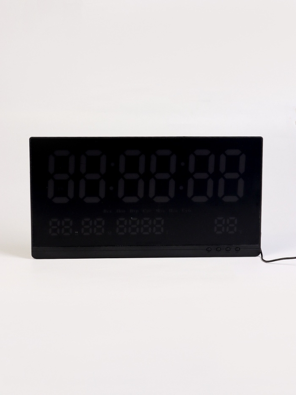 Часы электронные настенные, календарь термометр, 47.5 х 25.3 см, красные цифры 10.8 х 5.3 см   10766