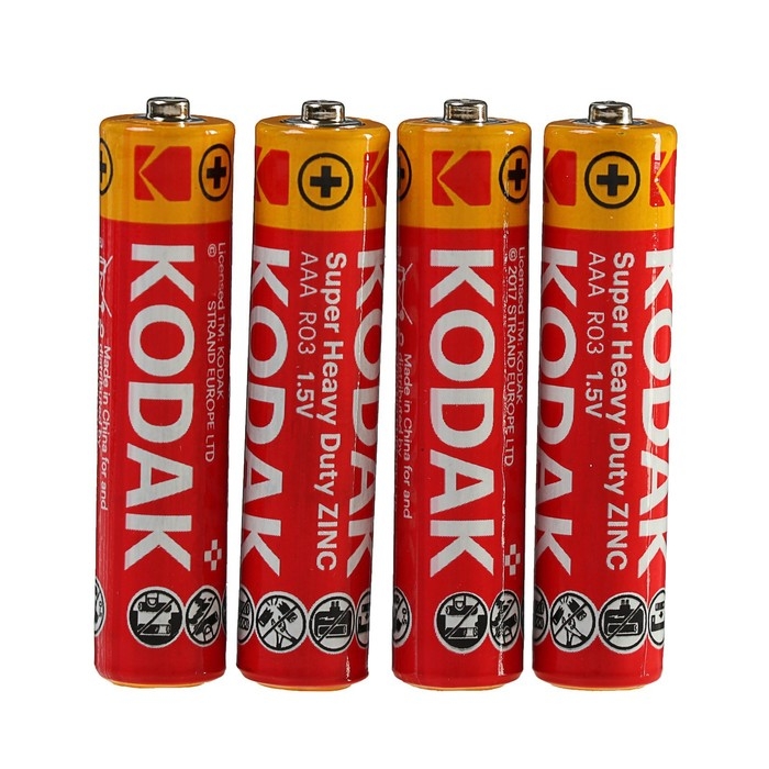 Батарейка солевая Kodak Extra Heavy Duty, AAA, R03-4BL, 1.5В, блистер, 4 шт. Батарейка солевая Kodak Extra Heavy Duty, AAA, R03-4BL, 1.5В, блистер, 4 шт.