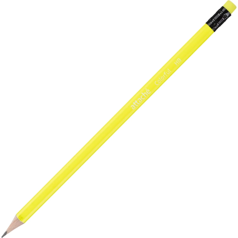 Карандаш чернографитный Attache Colorful! HB заточ.,с ласт.