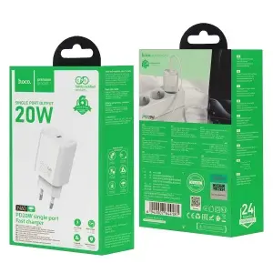 Переходник сетевого зарядного устройства на Type-С PD20W N60 HOCO белый