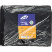 Мешки для мусора ПВД 180л 40мкм 50шт/уп черные 90x120см Luscan &nbsp;