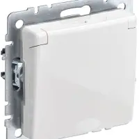BRITE Розетка с заземлением с защитными шторками и крышкой 16А IP44 РСбш10-3-44-БрБ белый