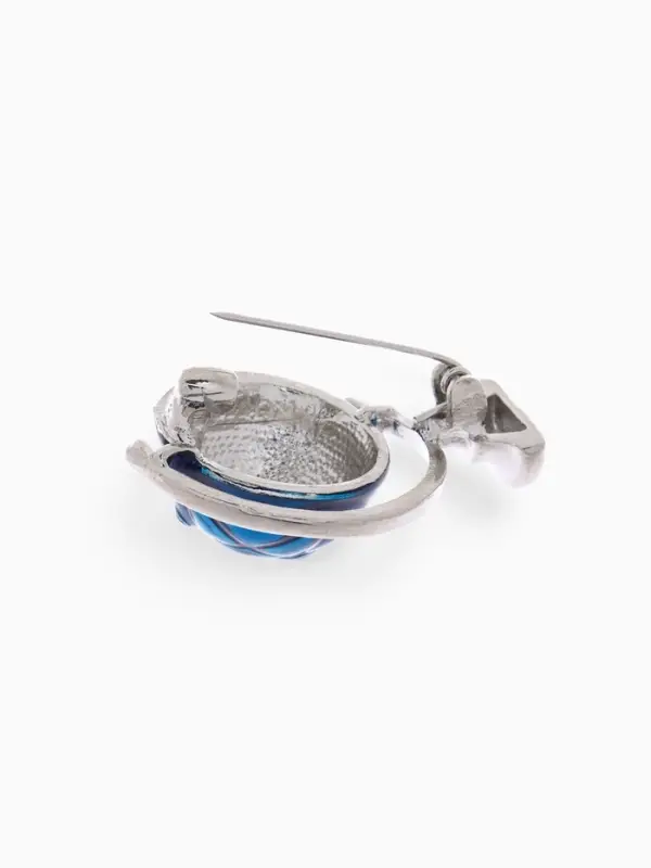 Брошь &laquo;Школа. Глобус&raquo;, синяя в серебре