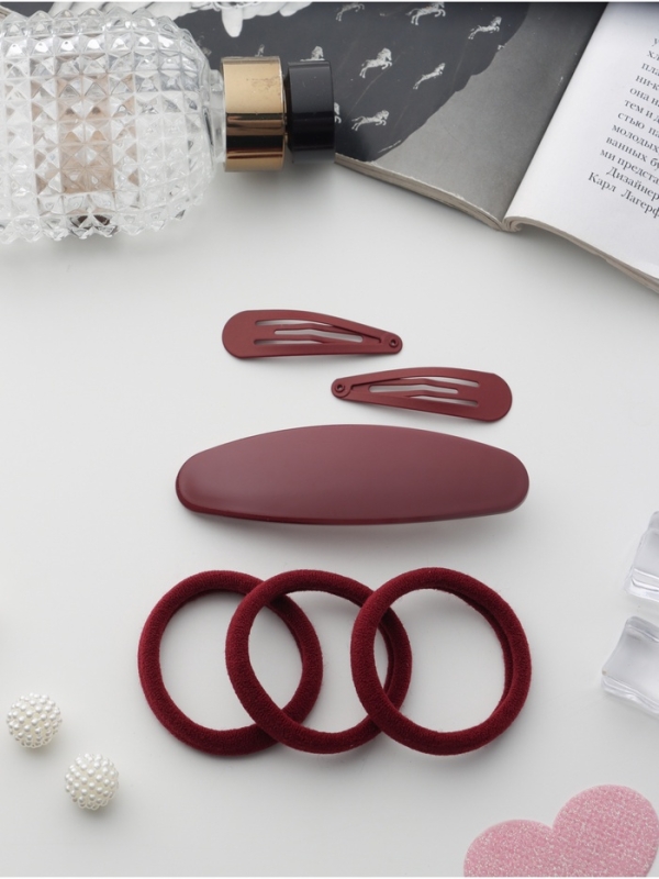 Набор для волос Набор для волос "Авиталь" (3 резинки 6 см, заколка-автомат 9 см, 2 невидимки 4,5 см) бордо 1069156