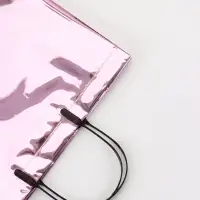 Пакет подарочный ПВХ, голография, розовый, пластиковая ручка, 32&times;28&times;11 см