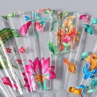 Веер складной пластик &laquo;Розовые и красные астры&raquo;, блеск, 23 см