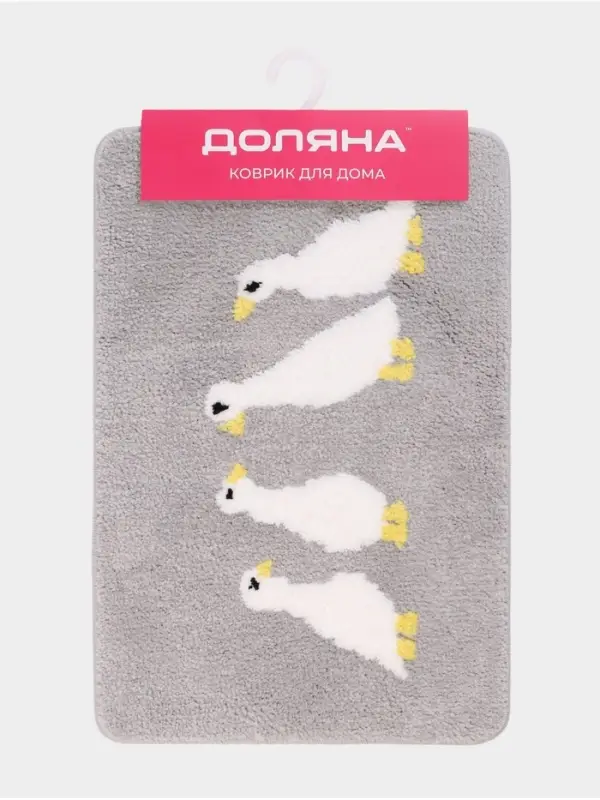 Коврик Доляна &laquo;Гуси&raquo;, 40&times;60 см, микрофибра, серый
