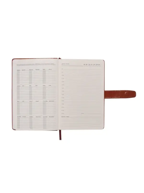 Ежедневник недатированный формат А5, с хлястиком, 128л, линия, пвх, Красный