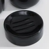 Набор аксессуаров для ванной комнаты SAVANNA Monro, 4 предмета, мыльница, дозатор для мыла 450 мл, стакан, баночка, чёрный