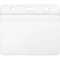 Бейдж Deli E5758 100х80мм горизонт. б/крепления ПВХ прозрачный (упак:10шт)