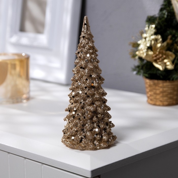 Светодиодная фигура «Ёлка золотистая» 6 × 17 × 6 см, пластик, батарейки LR44 (в комплекте), свечение тёплое белое Светодиодная фигура «Ёлка золотистая» 6 × 17 × 6 см, пластик, батарейки LR44 (в комплекте), свечение тёплое белое