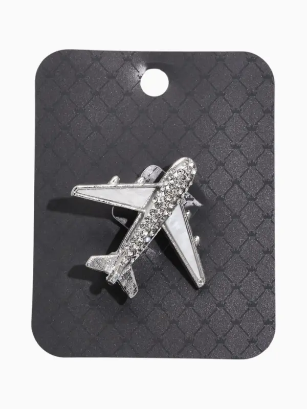 Брошь &laquo;Самолет&raquo;, белая в серебре
