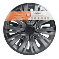 Колпаки колесные 15" "Лион +", серебристо-черный, карбон, компл. 2 шт.