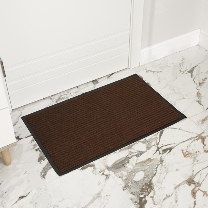 Коврик придверный влаговпитывающий, ребристый, «Стандарт», 50×80 см, цвет коричневый Коврик придверный влаговпитывающий, ребристый, «Стандарт», 50×80 см, цвет коричневый
