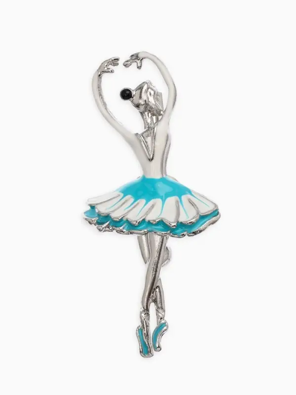 Брошь &laquo;Балерина&raquo;, бело-голубая в серебре