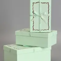 Набор подарочных коробок 3 в 1 прямоугольные с бантом, мятный, 23&times;16&times;9.5; 21&times;14&times;8; 19&times;12&times;6.5 см