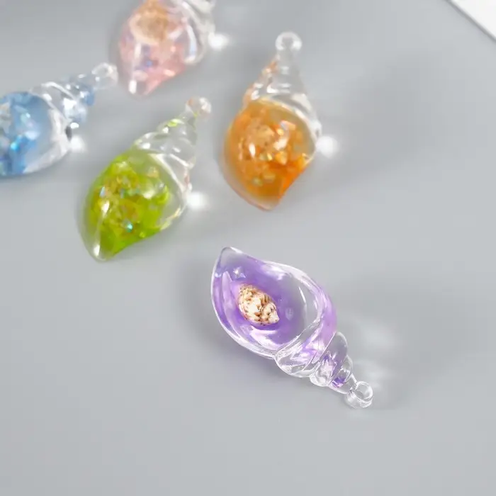 Подвеска для творчества акрил "Морская ракушка" светится в темноте МИКС 1,8х3,7х1,3 см