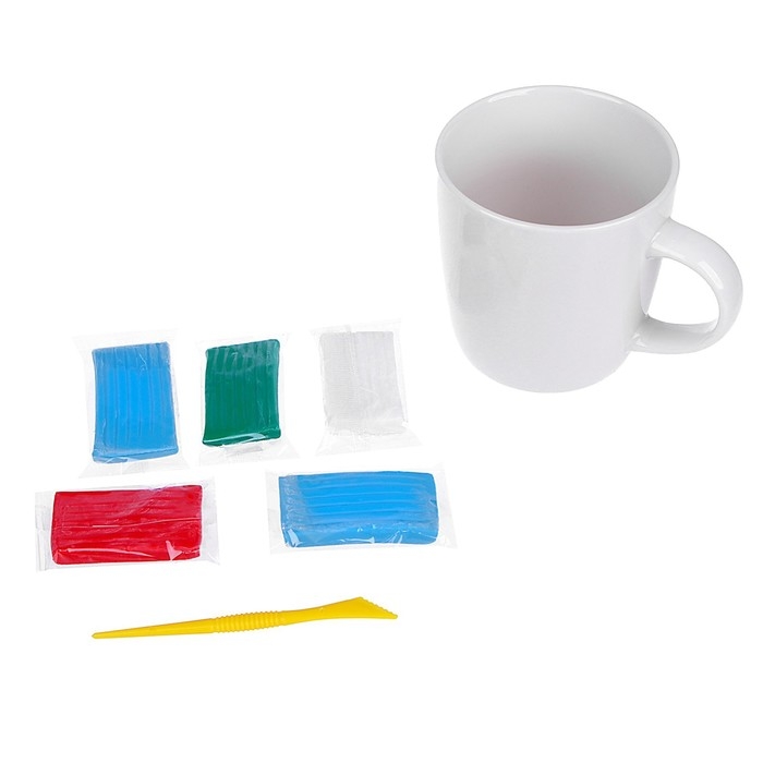 Декор кружки полимерной глиной на новый год &laquo;Голубой зайка&raquo;, новогодний набор для творчества