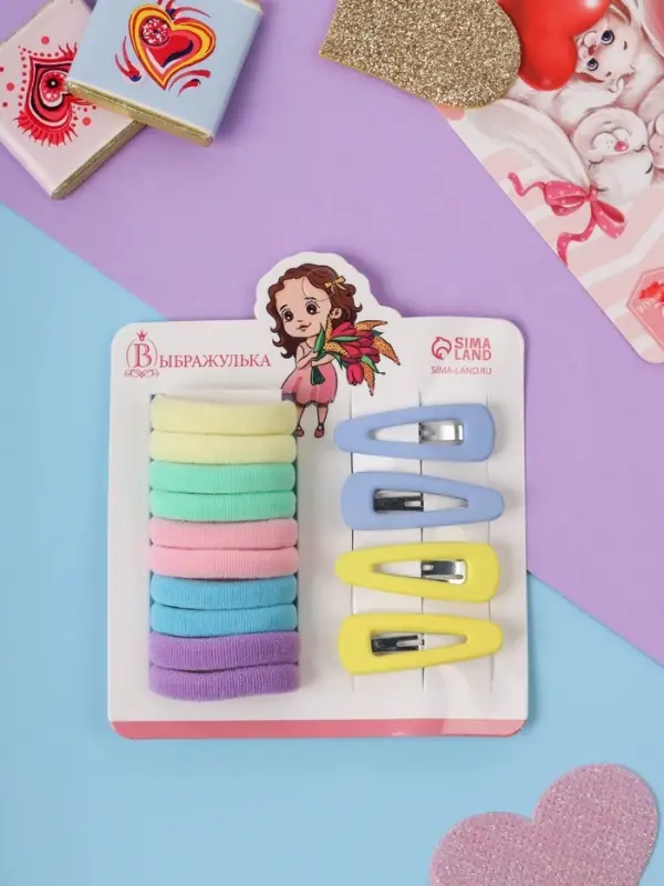 Набор для волос «Аделия»: 10 резинок 3 см, 4 невидимки 3.5 см, классик колор, МИКС