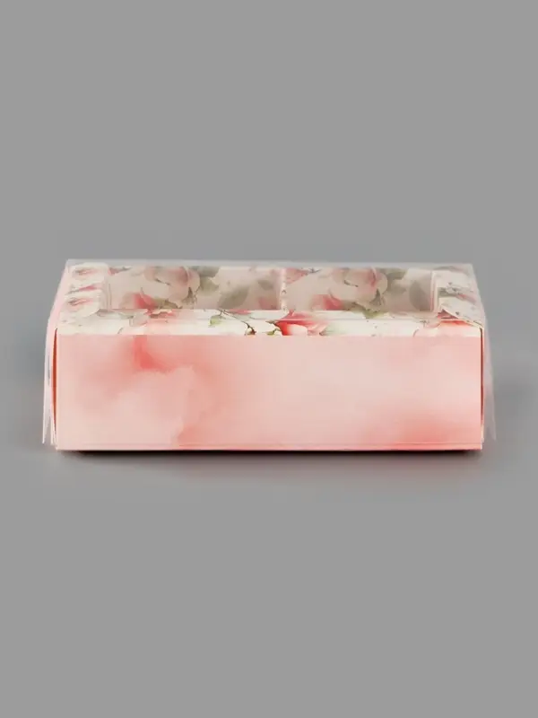 Коробка для 2 конфет с ячейками &laquo;Цветы&raquo;, 10&times;6&times;3 см