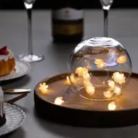 Гирлянда &laquo;Нить&raquo; 2 м роса с насадками &laquo;Цветы&raquo;, IP20, нить серебристая, 20 LED, 4.6 В, батарейки AG13&times;3 (в комплекте), 3 режима, свечение тёплое белое