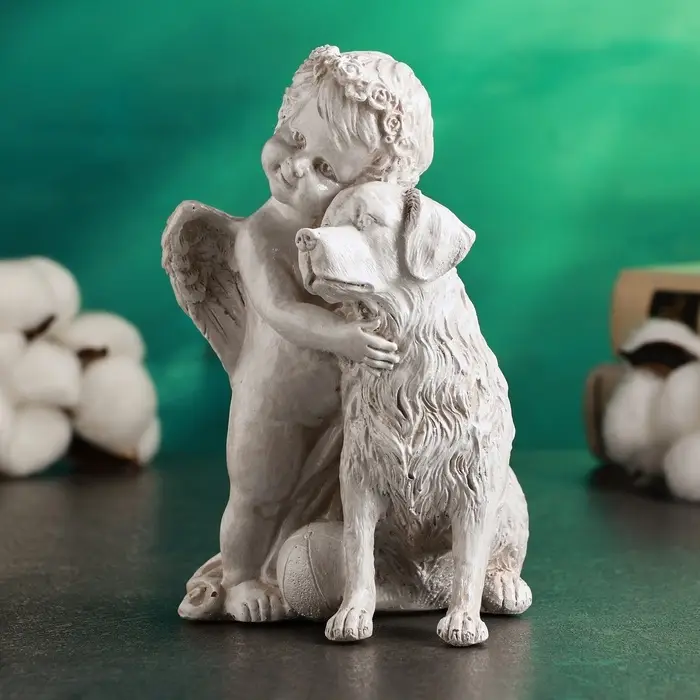 Фигурка полистоун &laquo;Ангелочек с собакой&raquo;, 17&times;12&times;10 см