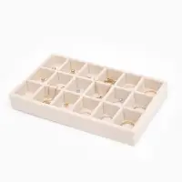 Подставка для украшений QF, 18 ячеек, флок, 21&times;12.3&times;2.5 см, бежевая