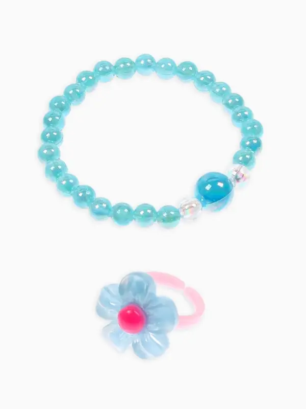 Комплект детский &laquo;Выбражулька. Сердце&raquo;, 4 предмета: клипсы, бусы, кольцо, ободок, МИКС