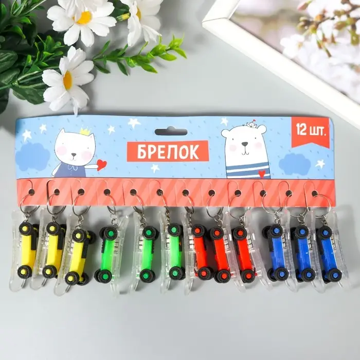 Фонарик свет на кольце "Скейтборд" МИКС 6,2х2,2х1,7 см