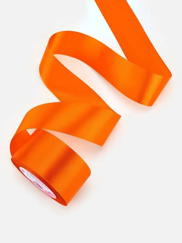 Лента атласная, 50 мм, 23&plusmn;1 м, ярко-оранжевая №25