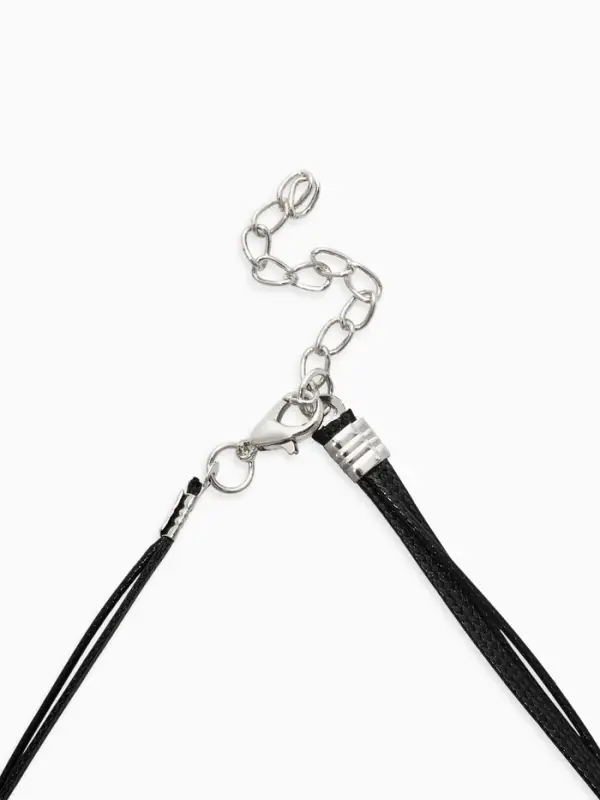 Чокер &laquo;Двойной&raquo;, с нитью, звезда, бело-чёрный в серебре, L=40 см