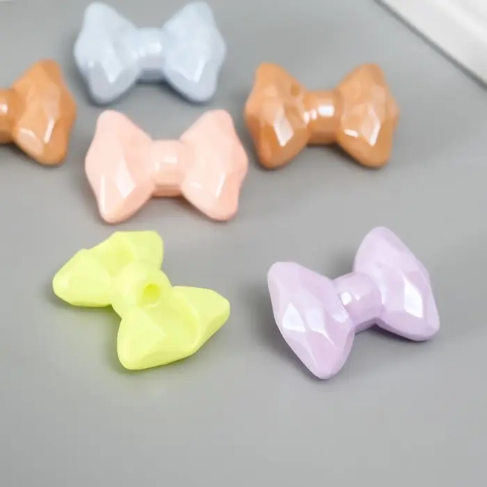 Бусина для творчества пластик  Бусина для творчества пластик "3D бант с гранями" пастель МИКС 2,5х3,4х1,4 см