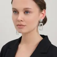Серьги металл &laquo;Карибы&raquo;, прямоугольные, цвет серебро
