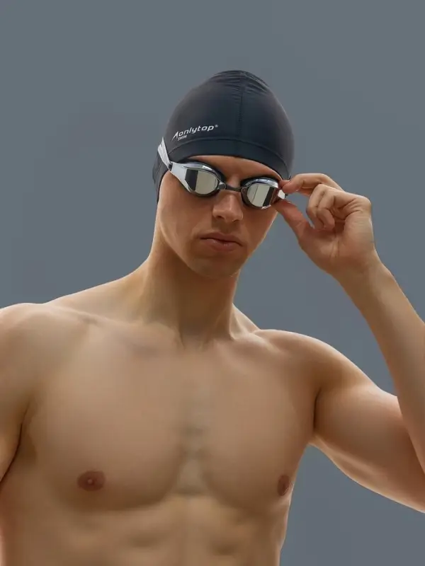 Очки для плавания ONLYTOP, набор носовых перемычек, чёрные, зеркальные