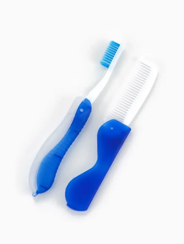 Дорожный набор, 2 предмета: расчёска, щётка, 5.5&times;11(&plusmn;1) см, голубой