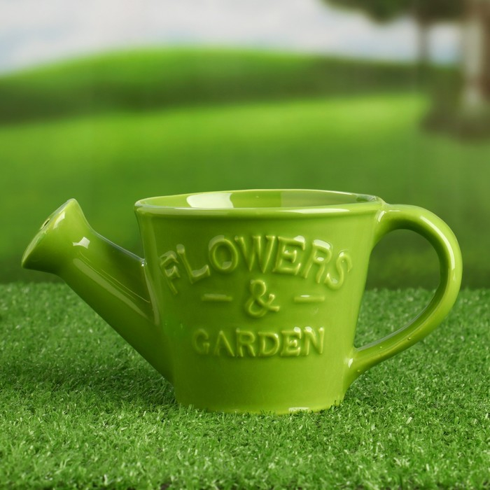 Кашпо Кашпо "Лейка Элегант" зеленая, 12х20х10см