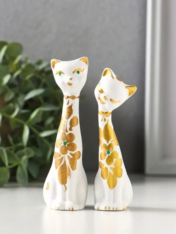 Набор фигурок 2 шт. керамика &laquo;Love - коты&raquo;, 11 см, белый
