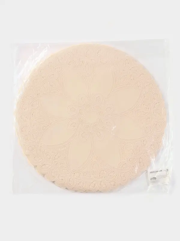 Салфетка ажурная &laquo;Цветок&raquo;, d=38 см, бежевая