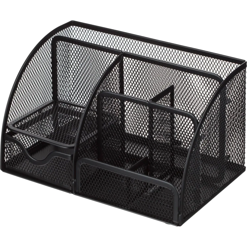 Подставка-органайзер 7отд 125x220x140мм с выдв.ячейкой металл сетка черн