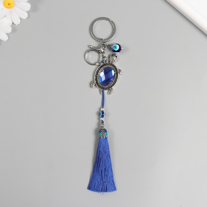 Брелок с карабином от сглаза металл Брелок с карабином от сглаза металл "Черепаха с кисточкой 16 см