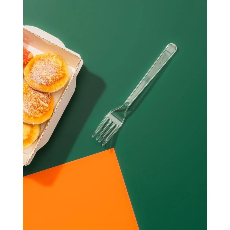 Вилка одноразовая Комус прозрачная, 18 см, ПС 50шт./уп