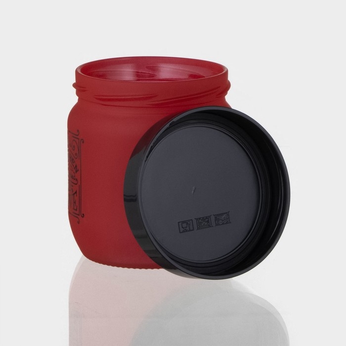 Банка стеклянная для сыпучих продуктов «Любовь на кухне», 425 мл, цвет красный