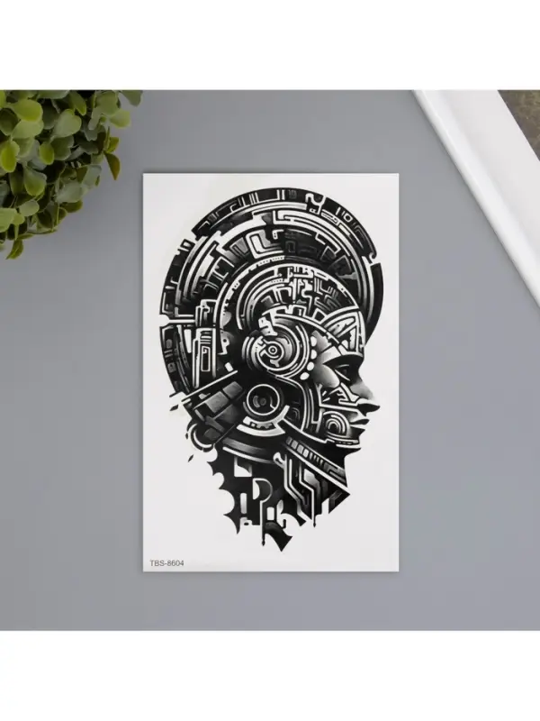 Переводная тату на тело чёрная &laquo;Этно человек&raquo;, 12.3&times;19 см