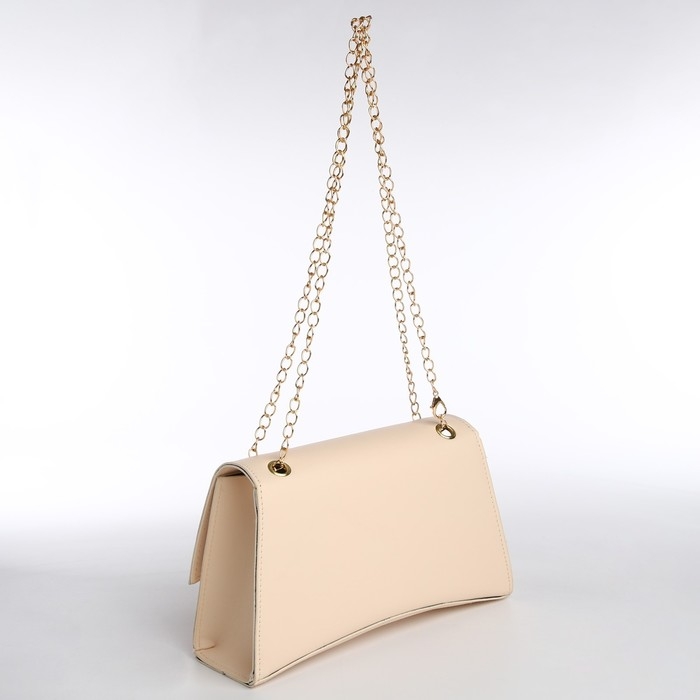 Сумка женская из искусственной кожи с клапаном, 26х16х9 см, бежевый цвет Сумка женская из искусственной кожи с клапаном, 26х16х9 см, бежевый цвет