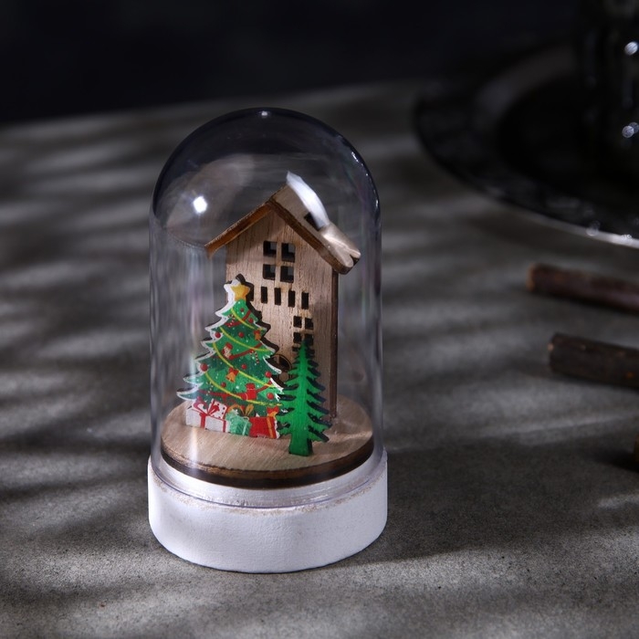 Светодиодная фигура под куполом «Дом и ёлка» 6× 9.5 × 6 см, дерево, батарейки LR1130х3 ( в комплекте), свечение тёплое белое Светодиодная фигура под куполом «Дом и ёлка» 6× 9.5 × 6 см, дерево, батарейки LR1130х3 ( в комплекте), свечение тёплое белое